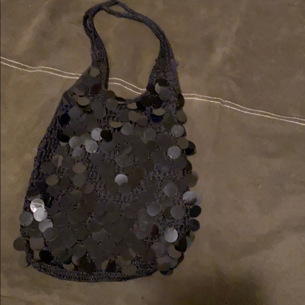 Black crochet many classy bag